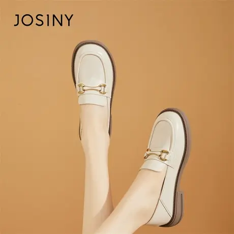 Josiny/卓诗尼乐福鞋女jk小皮鞋2024春季新款圆头英伦风粗跟单鞋商品大图