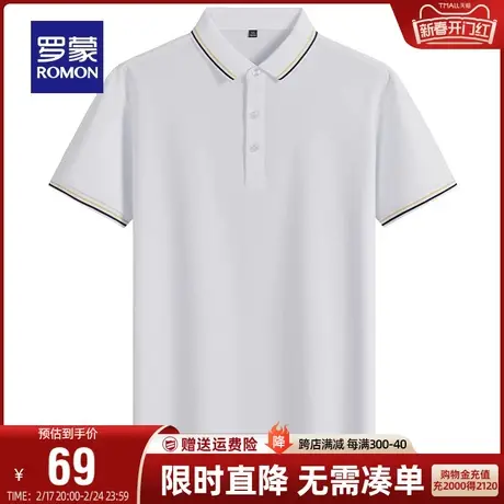 【直降】罗蒙男士短袖Polo衫2024春季商务休闲简约舒适冰丝T恤衫商品大图