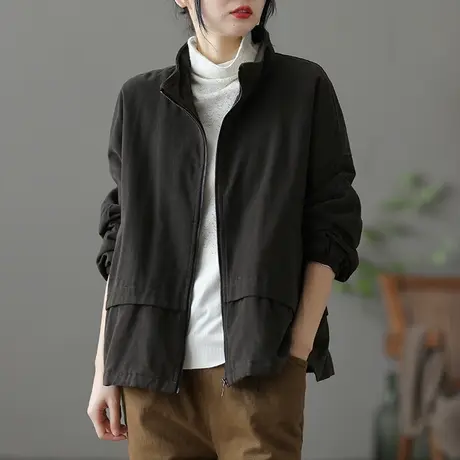 dza 文艺复古加厚加棉宽松外套女士短款休闲上衣冬季新款保暖棉服图片