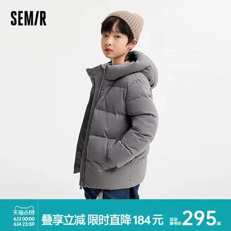 森马儿童羽绒服2024年新款三防连帽外套时尚百搭印花冬装男童上衣图片