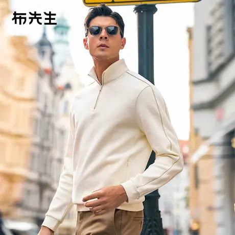 MrBu布先生半拉链高领长袖2025春肩袖拼接隐形口袋t恤BT15331商品大图