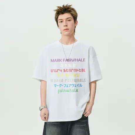马克华菲三防凉感纯棉印花T恤男女士情侣装2025夏新款宽松半短袖商品大图