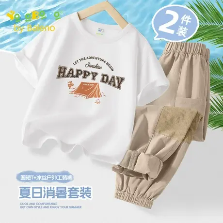 班尼路童装YBB系列男童套装夏男大童纯棉透气短袖夏装儿童衣服薄商品大图