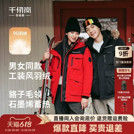 千仞岗2024冬季羽绒服新款大毛领短款加厚防风外套情侣款男女同款商品大图