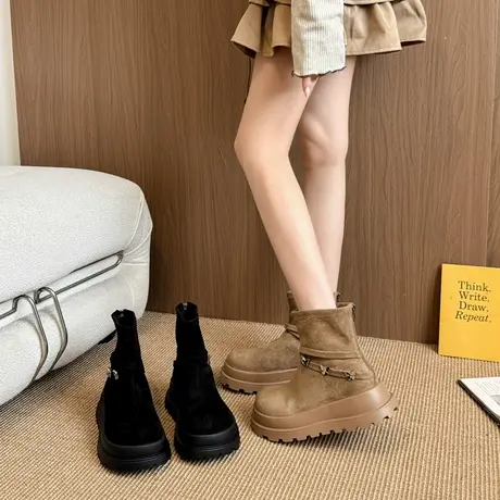 厚底气质马丁靴女2025新款秋季高级复古短筒靴百搭配裙子通勤靴子商品大图
