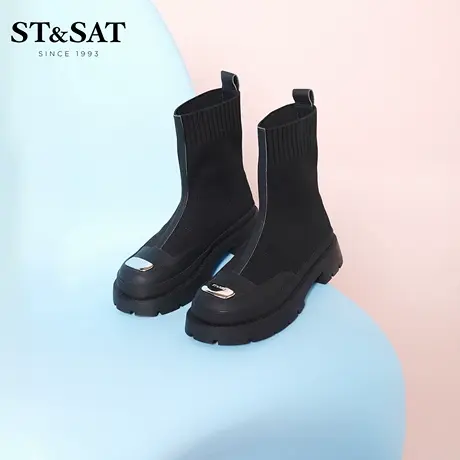 星期六潮酷袜靴女秋冬厚底百搭鬼帝靴短靴显瘦女靴SS24116386商品大图