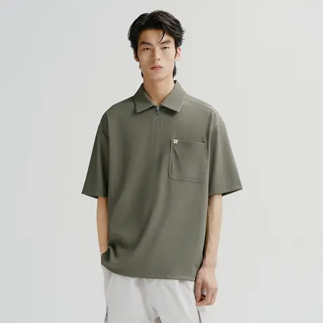 【垂顺肌理】太平鸟男装 休闲POLO衫夏肌理衬衣工装polo衫图片