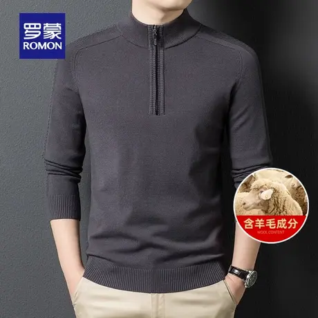 【含绵羊毛+天丝】罗蒙男士拉链领针织衫2025秋冬新款保暖毛线衣商品大图