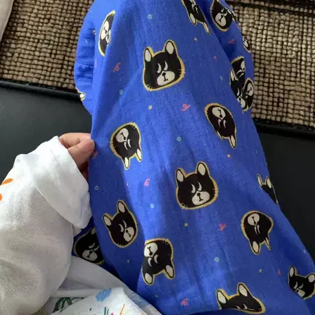 上新！蓝猫纯棉双层纱布睡裤宽松舒适可外睡裤可爱休闲家居商品大图
