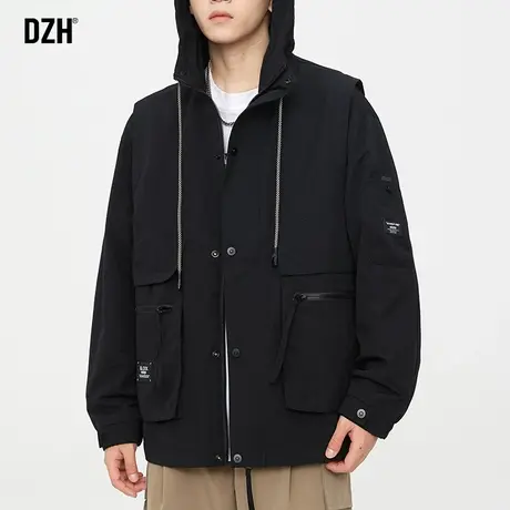 男士黑色冲锋衣高级感工装外套男春秋痞帅男装2023新款衣服登山服商品大图