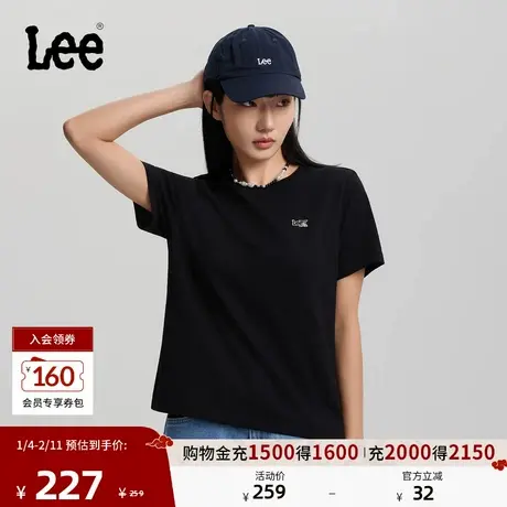 Lee26春夏新品标准版圆领箔印Logo图案女短袖T恤休闲LWT0121944LE图片