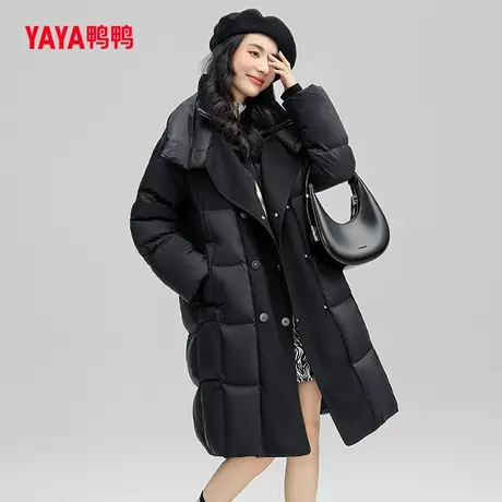 鸭鸭羽绒服女2023年冬季新款中长款翻领时尚百搭保暖含腰带外套Y图片