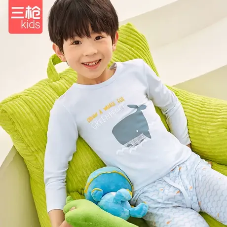 三枪儿童内衣套装贴身男童新品秋冬莫代尔圆领卡通家居服睡衣图片