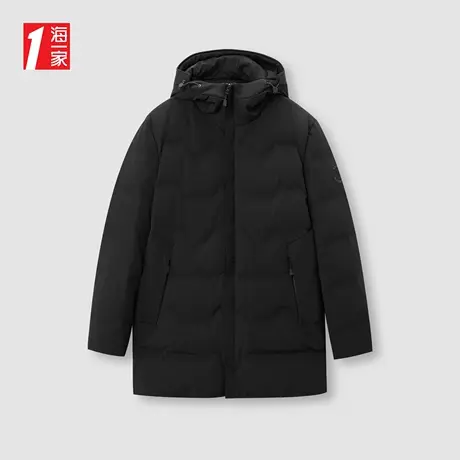 海一家保暖舒适长款冬季外套连帽基础休闲爸爸装中年男士羽绒服图片