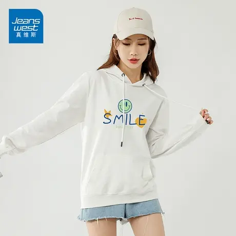 真维斯品牌卫衣女2023新款时尚印花上衣韩版宽松长袖上衣潮流商品大图