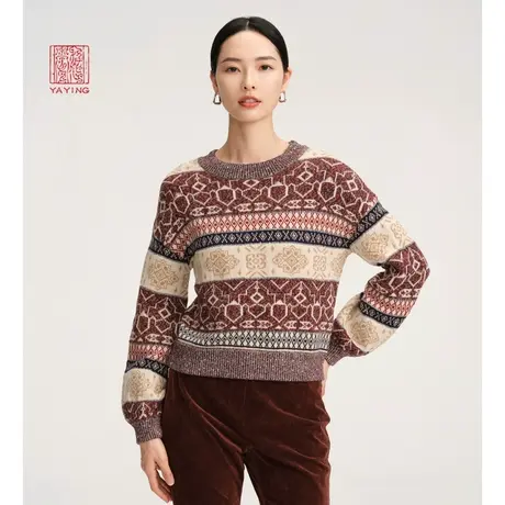 EP雅莹高端系列 提花肌理廓形含羊绒衣针织衫 商场同款9505A商品大图