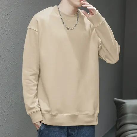 350g重磅圆领卫衣男秋冬款加绒加厚摇粒绒长袖t恤纯色无帽上衣服商品大图