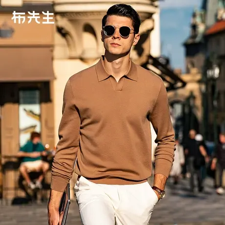MrBu布先生海鸥领保暖羊毛衫春秋纯色可机洗男款毛衣BT12512商品大图