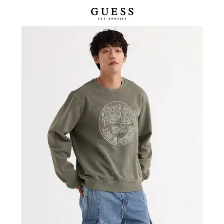 【38上新季】GUESS款男士复古时尚oversize圆领套头运动卫衣商品大图