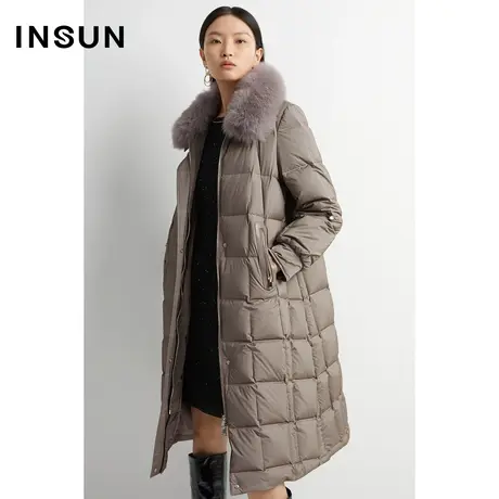 INSUN恩裳奥莱冬季狐狸毛领白鹅绒羽绒服图片