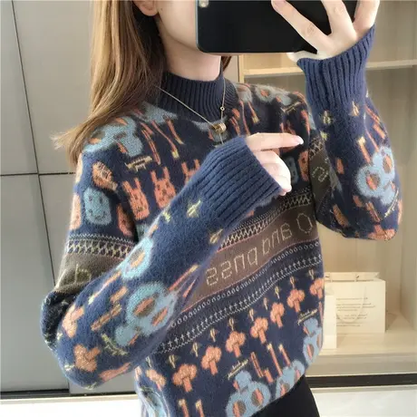 冬季半高领女毛衣加厚女装2023年新款爆款时尚洋气打底衫女内搭商品大图