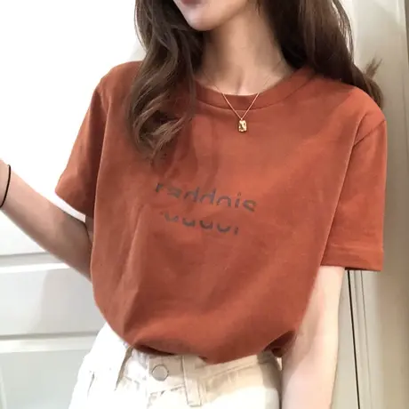网红t恤女ins超火短袖2025年新款夏季学生宽松显瘦原宿风港味小衫商品大图