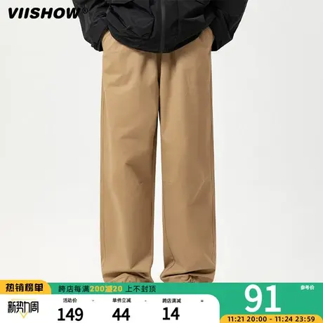 VIISHOW美式阔腿工装裤子男春秋季复古休闲长裤潮牌宽松直筒裤商品大图