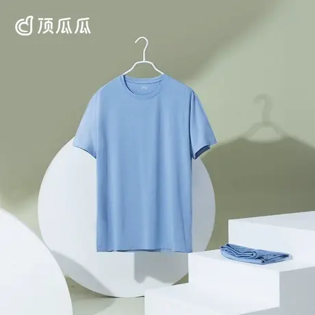 顶瓜瓜男士夏季莫代尔睡衣短袖T恤大码宽松短裤纯色家居服套装DX商品大图