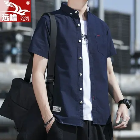 短袖衬衫男2023夏季新款宽松潮流衬衣休闲百搭工装外套男生上衣服图片