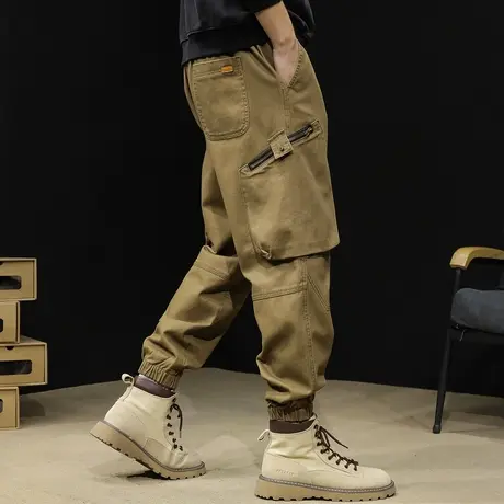 美式复古工装裤男春季2024新款潮牌休闲束脚男裤大码多袋裤子春秋商品大图
