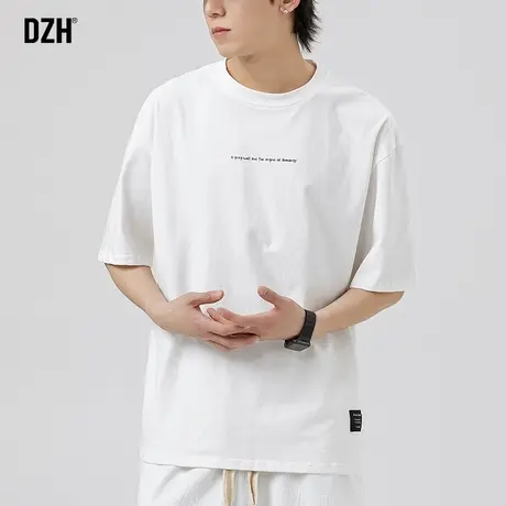 男士白色短袖T恤男款简约纯色半袖夏季衣服男体恤内搭打底五分袖商品大图