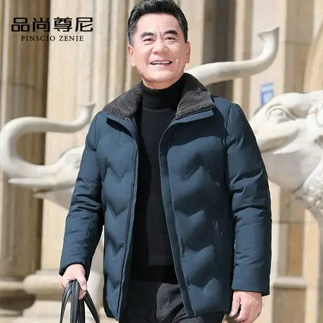 男士羽绒棉服2022新款简约休闲翻领中老年人爸爸冬装棉衣外套加厚商品大图