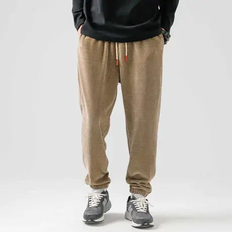 秋冬季男休闲裤宽松哈伦裤胖子加肥加大码灯芯绒青年潮收口小脚裤图片