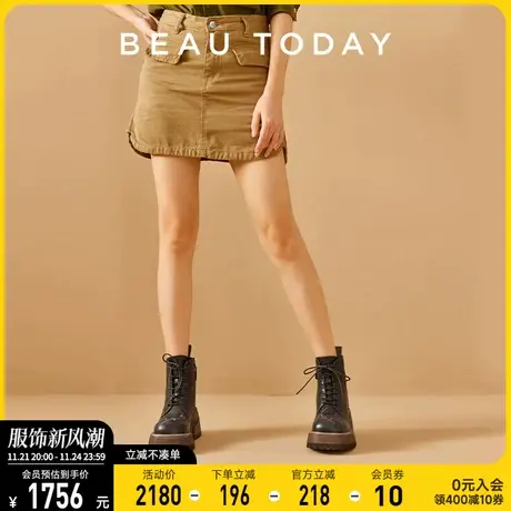 BeauToday短靴女2024新款春秋单靴女马丁靴BT复古时装短靴瘦瘦靴图片