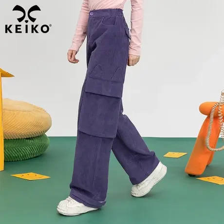 紫色复古条绒工装裤子休闲裤秋装高街宽松显瘦高腰直筒阔腿裤潮图片