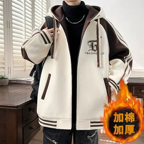 初高中学生棒球服夹棉外套12岁15男孩加厚冬棉衣13青少年大童夹克图片