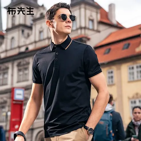 MrBu布先生撞色条纹翻领t恤男2024春新款商务男装凉感上衣AT15010图片