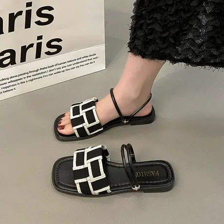 法式平底凉鞋女夏季时尚配裙子2024新款爆款外穿凉拖小香风罗马鞋商品大图