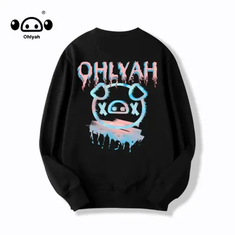 简约字母小猪圆领卫衣女潮ins宽松潮流韩版青少年大码上衣打底衫商品大图