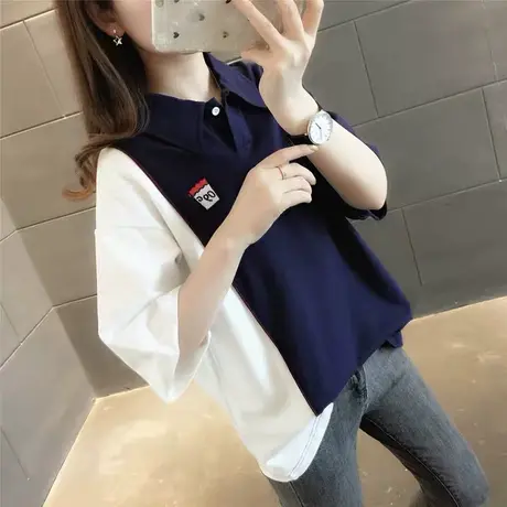 女装2023年新款秋季秋装纯棉短袖T恤宽松上衣服设计感打底衫爆款商品大图