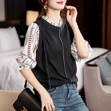 打底衫女时尚洋气时髦2023秋季新款长袖t恤减龄漂亮小衫欧美薄款商品大图