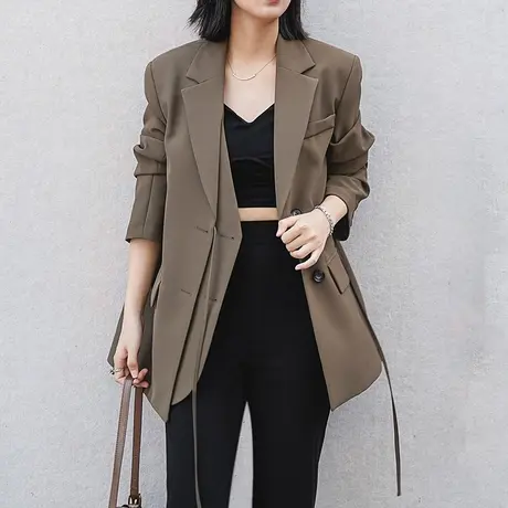 西装外套女2023秋季新款小众设计高级感宽松休闲气质假两件小西服图片