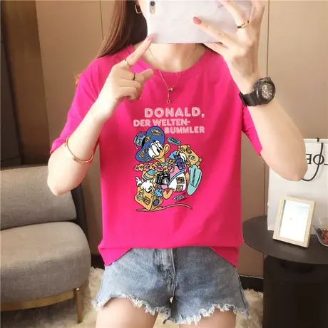 夏季女装女士短袖2023年新款t恤女宽松薄款半袖t桖夏装上衣体恤衫商品大图