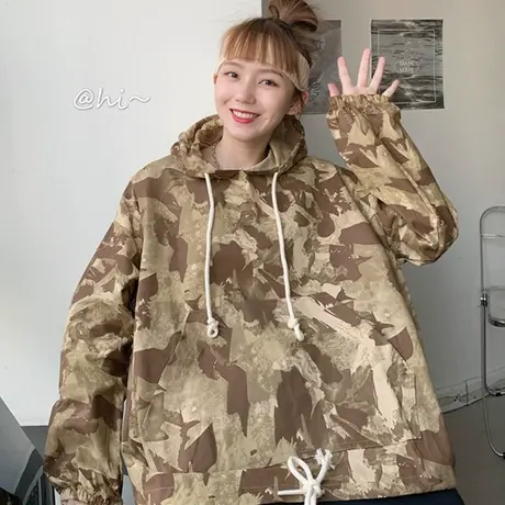 ulzzang扎染卫衣女春秋宽松韩版ins上衣bf慵懒风薄款waitmore外套商品大图