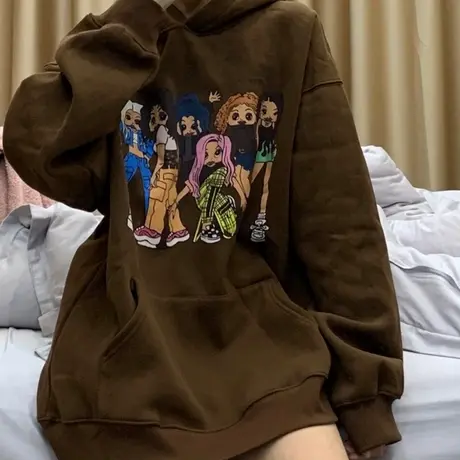 美式复古卫衣女秋冬小个子宽松韩版ins上衣bf慵懒风加绒加厚外套商品大图