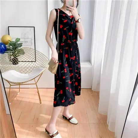 2023新款春季流行穿搭背心茶歇法式白色连衣裙长裙沙滩裙春秋裙子图片