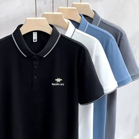 蜜蜂刺绣polo衫短袖男士2023夏季新款修身透气男士半袖T恤翻领夏商品大图