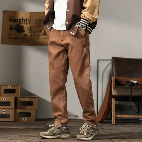 时尚男款牛仔裤宽松舒适百搭男士牛仔裤休闲时尚水洗直筒牛仔裤商品大图