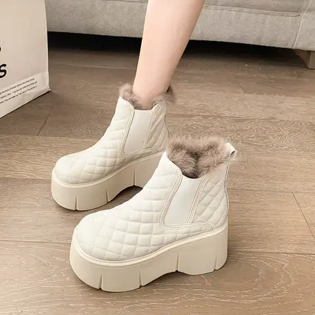 坡跟厚底短筒雪地靴女冬季2023年新款加绒保暖东北大棉鞋外穿鞋子商品大图