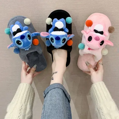 棉拖鞋女秋冬季学生室内居家用可爱卡通保暖毛绒拖鞋防滑月子棉鞋商品大图